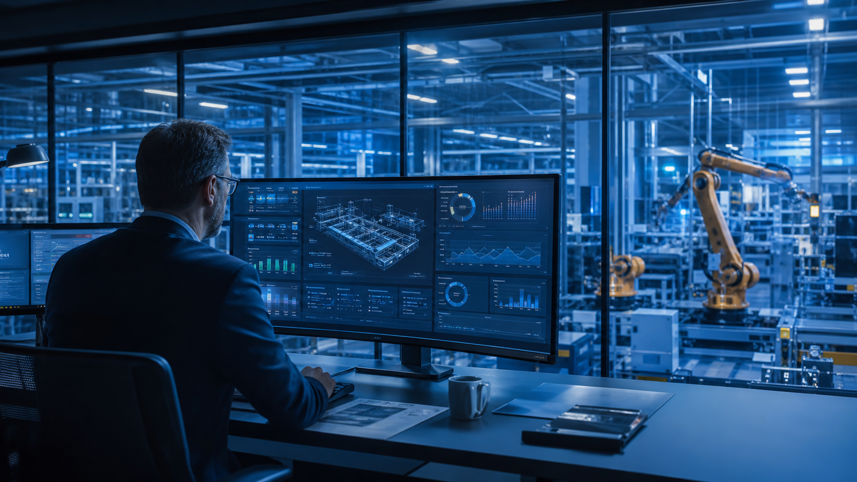 Control de producción industrial mediante paneles de operación y métricas